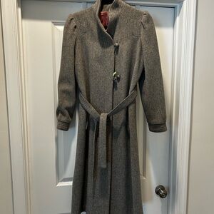 Vintage Long Wool Coat with Belt